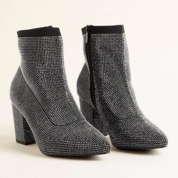 torrid Shoes - Torrid Women's Size 7.5WW Rhinestone Embellished Knit Booties